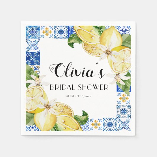 レモ地中海のンブライダルシャワー紙ナプキン スタンダードカクテルナプキン (正面)
