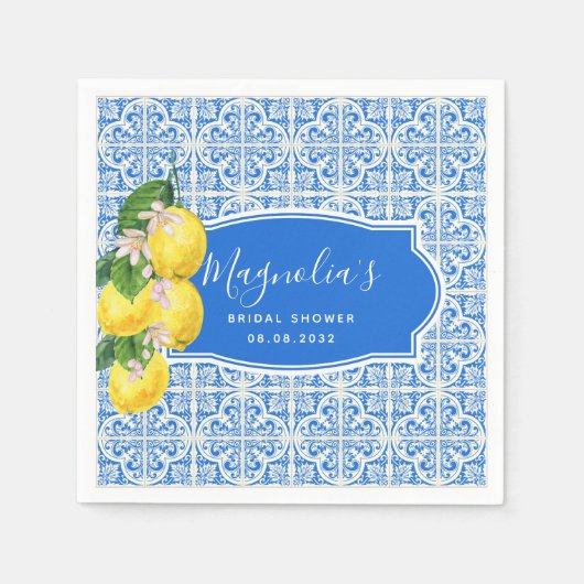 レモ地中海のンブライダルシャワー スタンダードカクテルナプキン (正面)