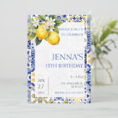 レモ地中海のンブルータイルイタリアン誕生日 招待状 (スタンド正面)