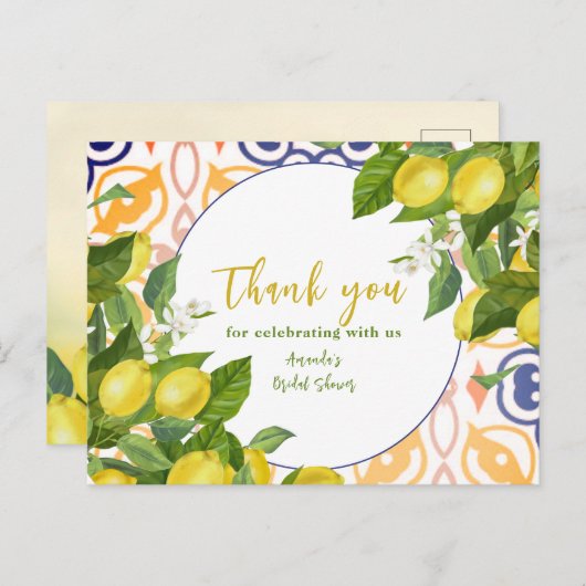 レモ地中海のンブロッサムブライダルシャワー ポストカード (正面/裏面)