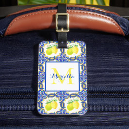 レモ地中海のンモノグラムパーソナライズされた ラゲッジタグ