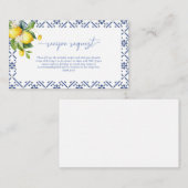 レモ地中海のンレシピ要求ブライダルシャワー エンクロージャーカード (正面/裏面)