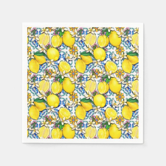 レモ地中海のン付きパター伝統的ン スタンダードカクテルナプキン (正面)