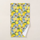 レモ地中海のン付きパター伝統的ン バスタオルセット (ハンドタオル)