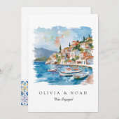 レモ地中海のン婚約告知カード 案内状 (正面/裏面)