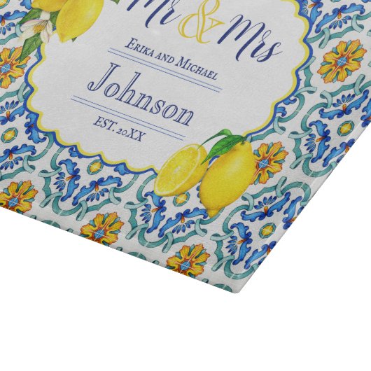 レモ地中海のン新婚夫婦のギフト カッティングボード (角)