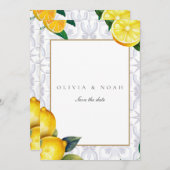 レモ地中海のン日付のカー結婚ドを保存 案内状 (正面/裏面)