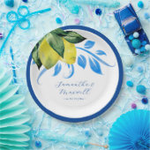 レモ地中海のン結婚のテーブルデコーブルー ペーパープレート (パーティー)