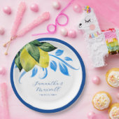 レモ地中海のン結婚のテーブルデコーブルー ペーパープレート (パーティー)