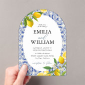 レモ地中海のン結婚の夏 アクリル招待状 (インサイチュ (ポータブル))