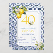 レモ地中海のン40thエイジ誕生日 招待状 (正面/裏面)