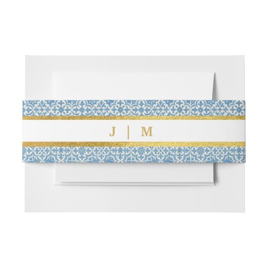 レモ地中海のン&ブルータイル 招待状ベリーバンド (正面例)