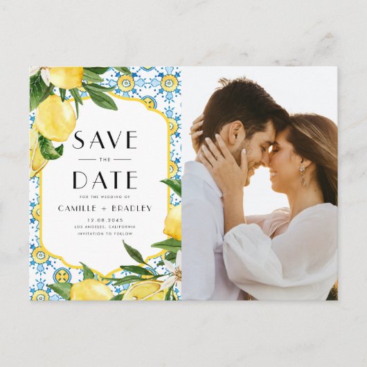 レモ地中海のンQRコードフォト日付の保存 案内ポストカード (正面)