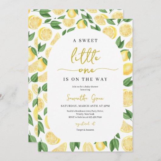 レモ男女兼用ンベビーシャワー 招待状 (正面/裏面)