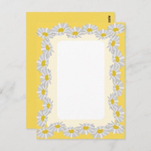 レモ空白のンイエローカード付きホワイトデイジー ポストカード (正面/裏面)