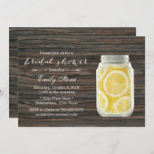 レモ素朴ネードメイソンジャーブライダルシャワー 招待状 (正面/裏面)