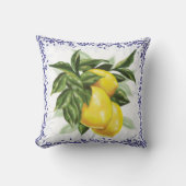 レモ素朴ンとブルーのトイル縁どアント クッション (正面)