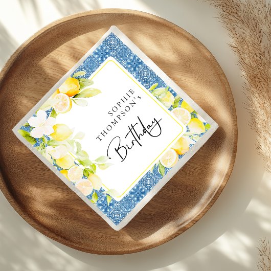 レモ素朴ンの地中海の誕生日 スタンダードランチョンナプキン