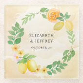 レモ素朴ンシトラスボホサマー結婚ズ ガラスコースター (正面)