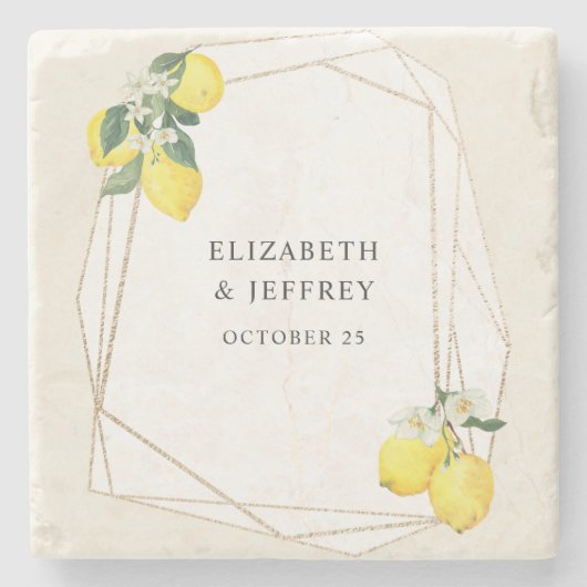 レモ素朴ンシトラスボホサマー結婚ズ ストーンコースター (正面)