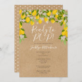 レモ素朴ンスのポップ・アートの緑の赤ちゃんシャワー 招待状 (正面/裏面)