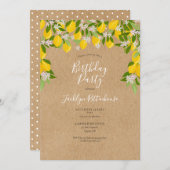 レモ素朴ンズブロッサムグリーナリー誕生日パーティー 招待状 (正面/裏面)