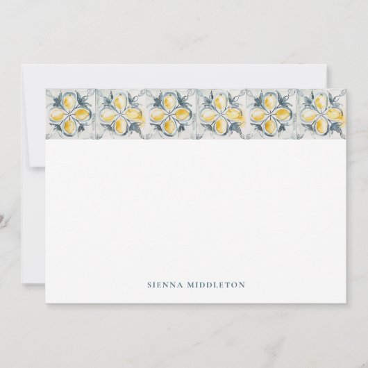 レモ素朴ン地中海のタイルパーソナライズされた ノートカード (正面)