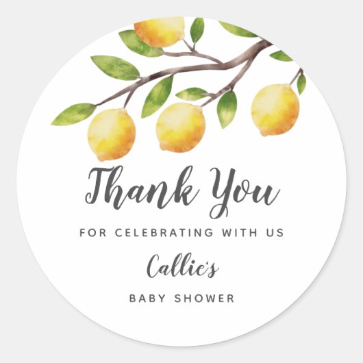 レモ素朴ン男女兼用ベビーシャワー ラウンドシール (正面)