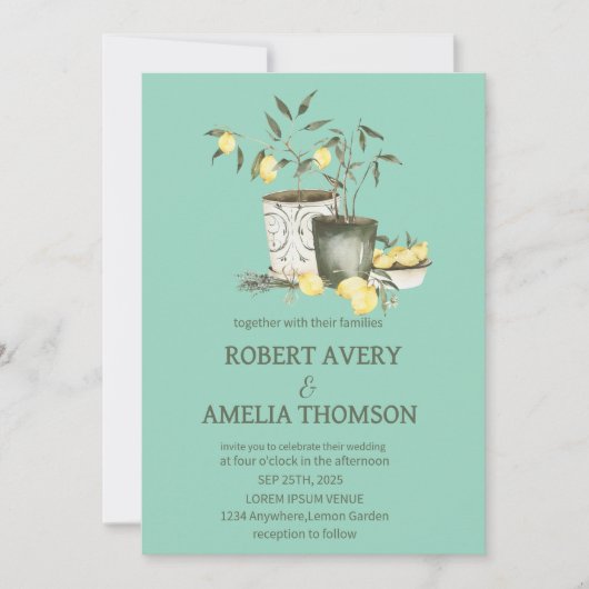 レモ素朴地中海のン結婚ズ 招待状 (正面)