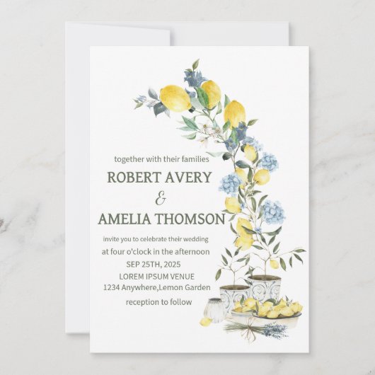 レモ素朴地中海のン結婚ズ 招待状 (正面)