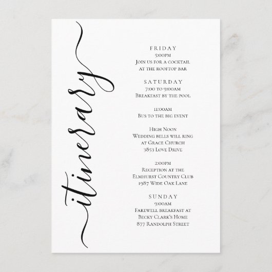 レモ結婚ンのウェルカムレター結婚の日程 エンクロージャーカード (裏面)