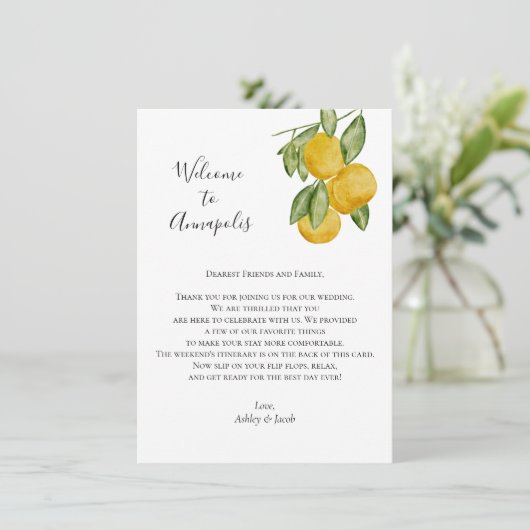 レモ結婚ンのウェルカムレター結婚の日程 エンクロージャーカード (スタンド正面)