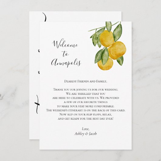 レモ結婚ンのウェルカムレター結婚の日程 エンクロージャーカード (正面/裏面)