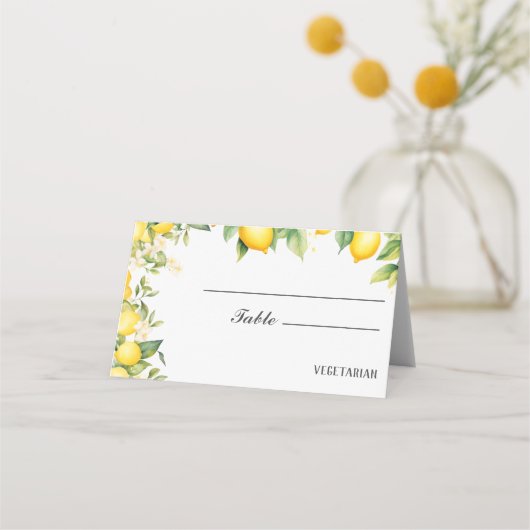 レモ結婚ンの食事の選択とテーブル番号 プレイスカード (正面)
