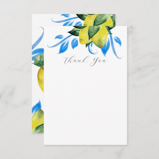 レモ結婚ンサンキューカードブエレガントルー サンキューカード (正面/裏面)
