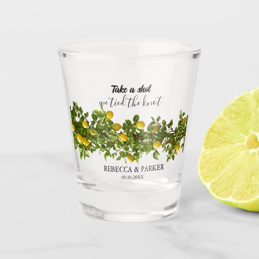 レモ結婚ンスの一発で結んだ結び目 ショットグラス (正面)