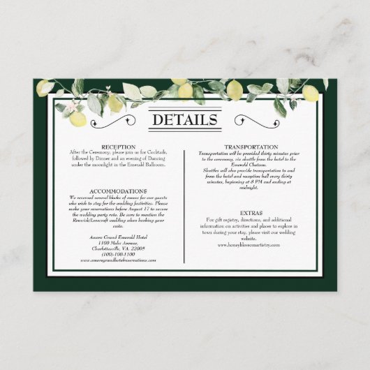 レモ縁どンエメラルドグ結婚リーンの詳細 エンクロージャーカード (正面)