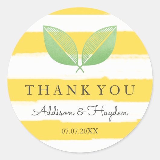 レモ葉ンズイエロー&グリーン |ありがとうございます ラウンドシール (正面)