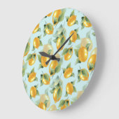レモ葉ンズ：水彩シームレスプリント ラージ壁時計 (傾斜)