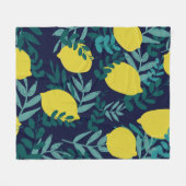 レモ葉ン:ヴィンテージイラストレーション背景。 フリースブランケット (正面(横))