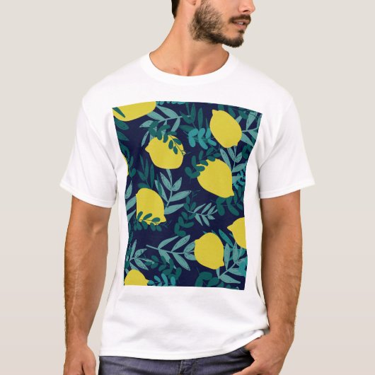 レモ葉ン:ヴィンテージイラストレーション背景。 Tシャツ (正面)