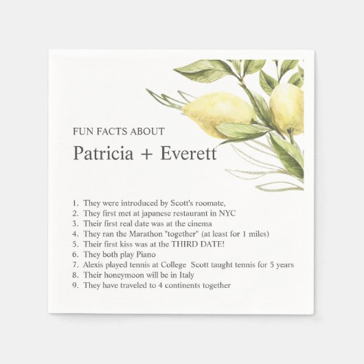 レモ離れンドとおもしろい結婚ファクト スタンダードカクテルナプキン (正面)