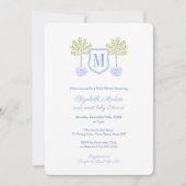 レモ頭が切れるンツリーモノグラムリトルボーイ赤ちゃんシャワー 招待状 (正面)