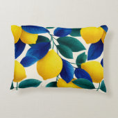 レモ鮮やかンとブルー離れの水彩模様 アクセントクッション (裏面)