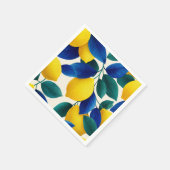 レモ鮮やかンとブルー離れの水彩模様 スタンダードカクテルナプキン (角)