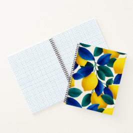 レモ鮮やかンとブルー離れの水彩模様 ノートブック