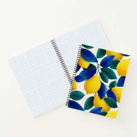 レモ鮮やかンとブルー離れの水彩模様 ノートブック (内部)