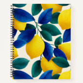 レモ鮮やかンとブルー離れの水彩模様 ノートブック (正面)