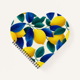 レモ鮮やかンとブルー離れの水彩模様 ノートブック