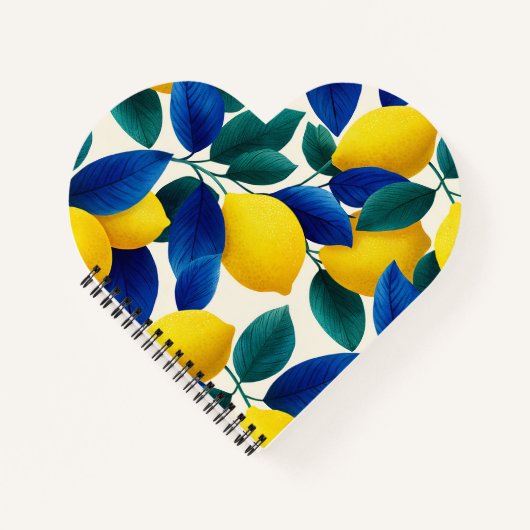 レモ鮮やかンとブルー離れの水彩模様 ノートブック (正面)